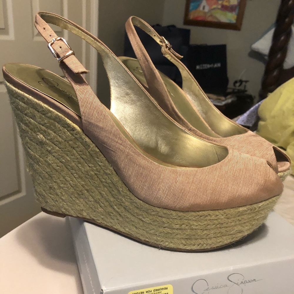 Peep toe wedges